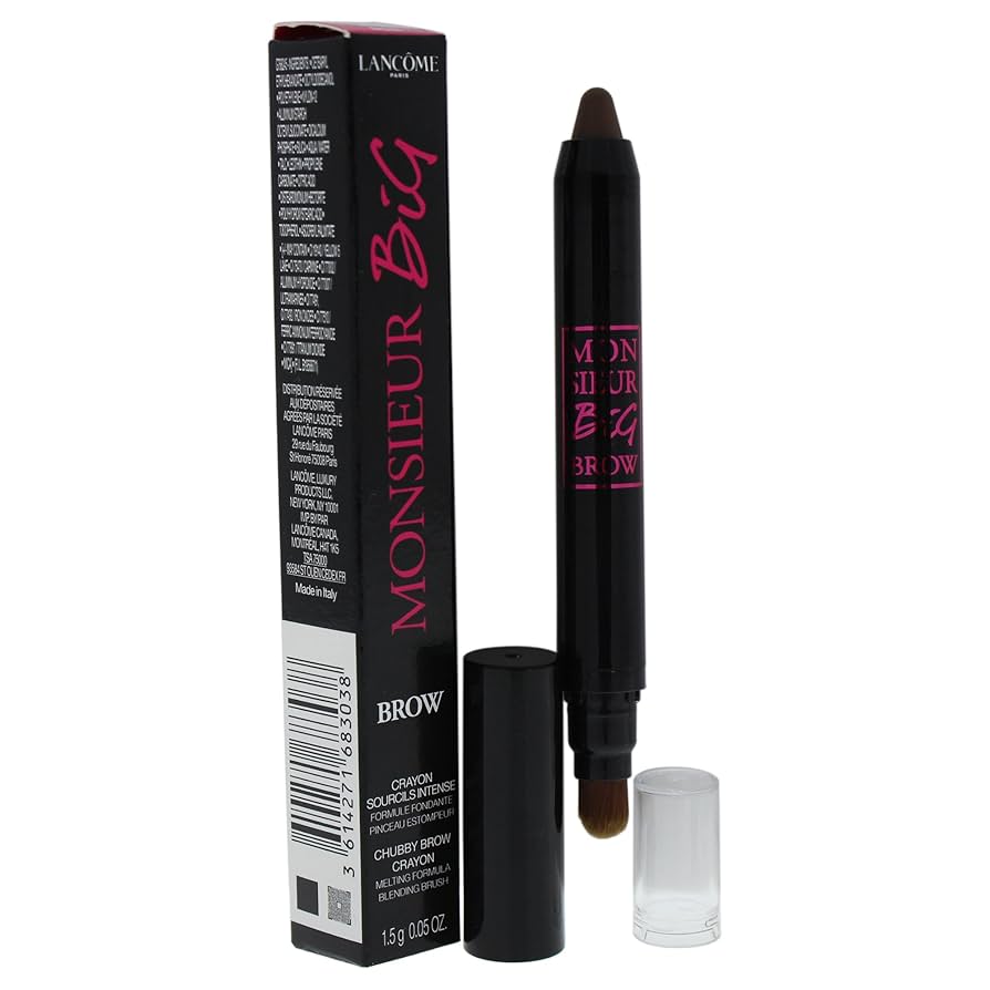 Lancome, Monsieur Big Brow, Blandning, Ögonbrynskräm penna & borste 2-i-1, 03, Brun, 1.5 g