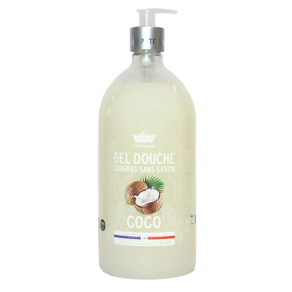 Les Petites Bains de Provence, Coconut, Duschgel, För känslig hud, 1000 ml