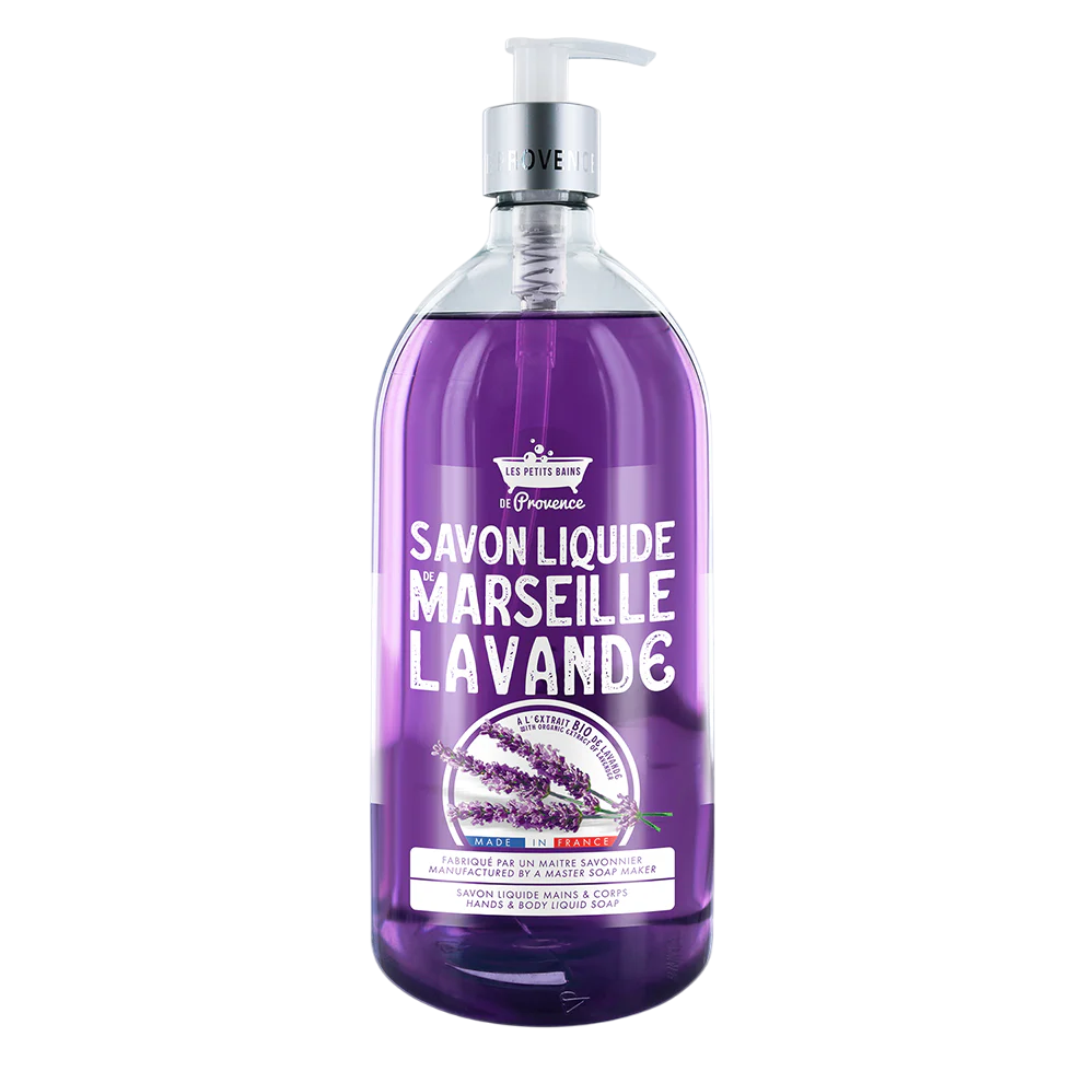 Les Petites Bains de Provence, Marseille, Lavendel, Flytande tvål, För händer & kropp, 1000 ml