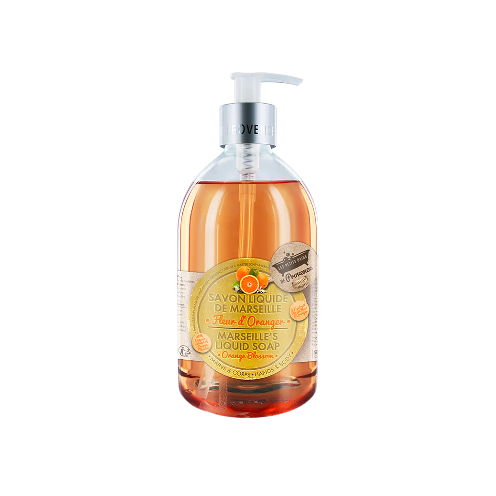 Les Petites Bains de Provence, Marseille, Apelsinblomma, Flytande tvål, För händer & kropp, 500 ml