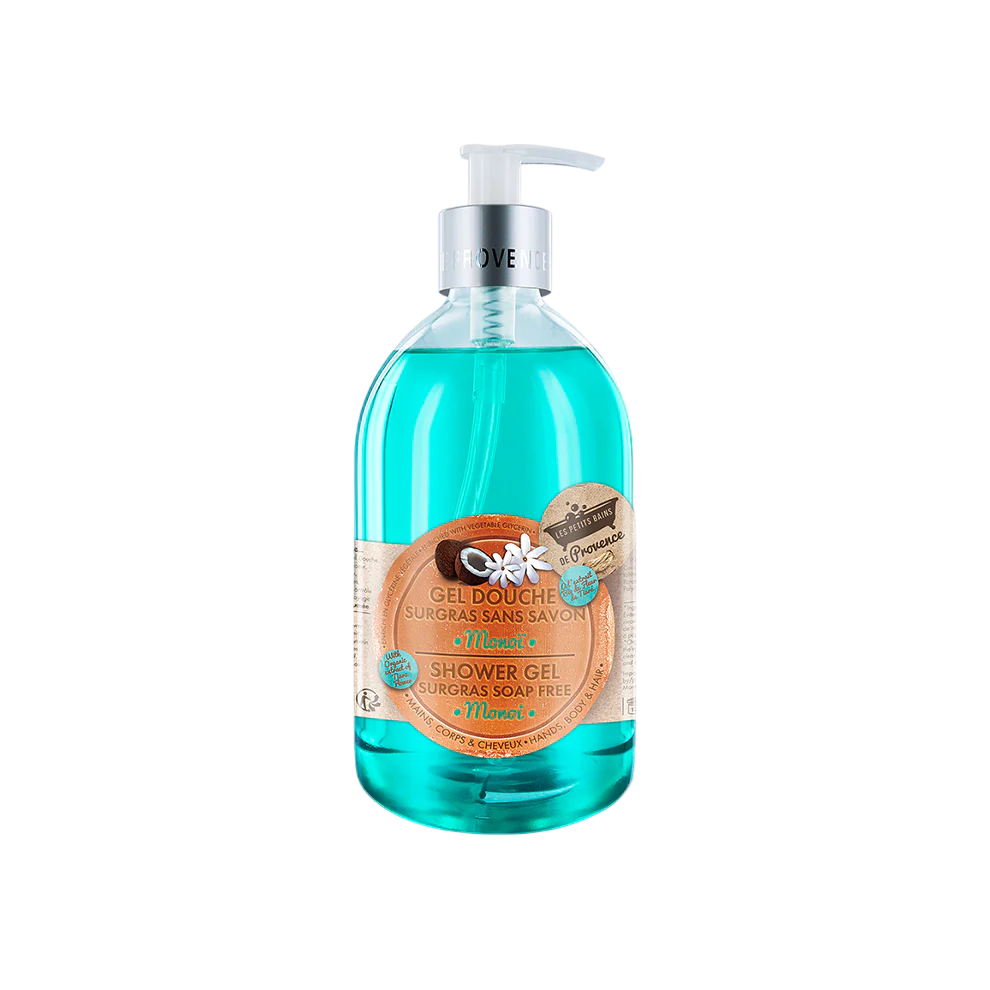 Les Petites Bains de Provence, Monoi, Duschgel, För kropp, ansikte & hår, För känslig hud, 500 ml
