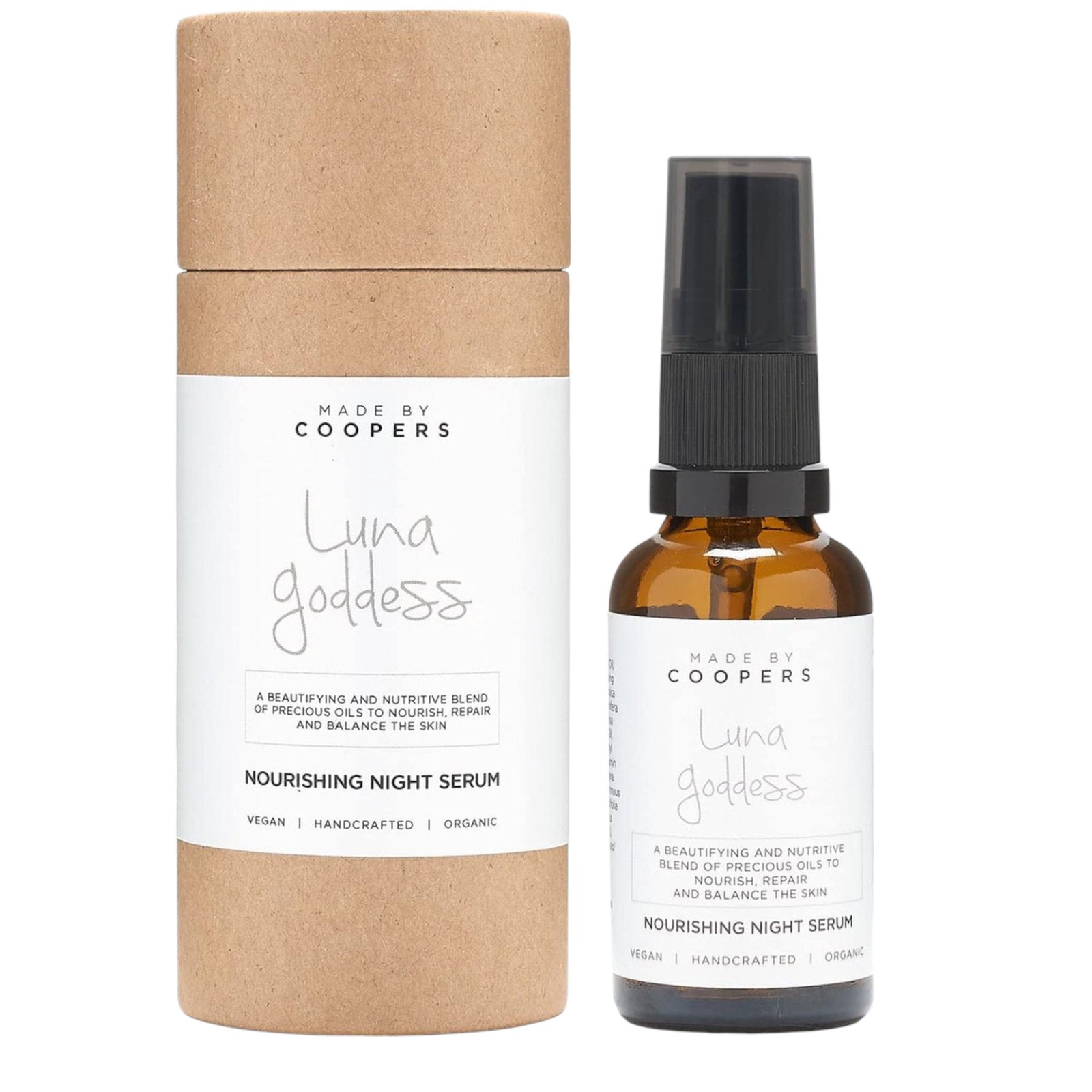 Made By Coopers, Luna Goddess, Vegan, Närande, På natten, Serum, För ansiktet, 30 ml