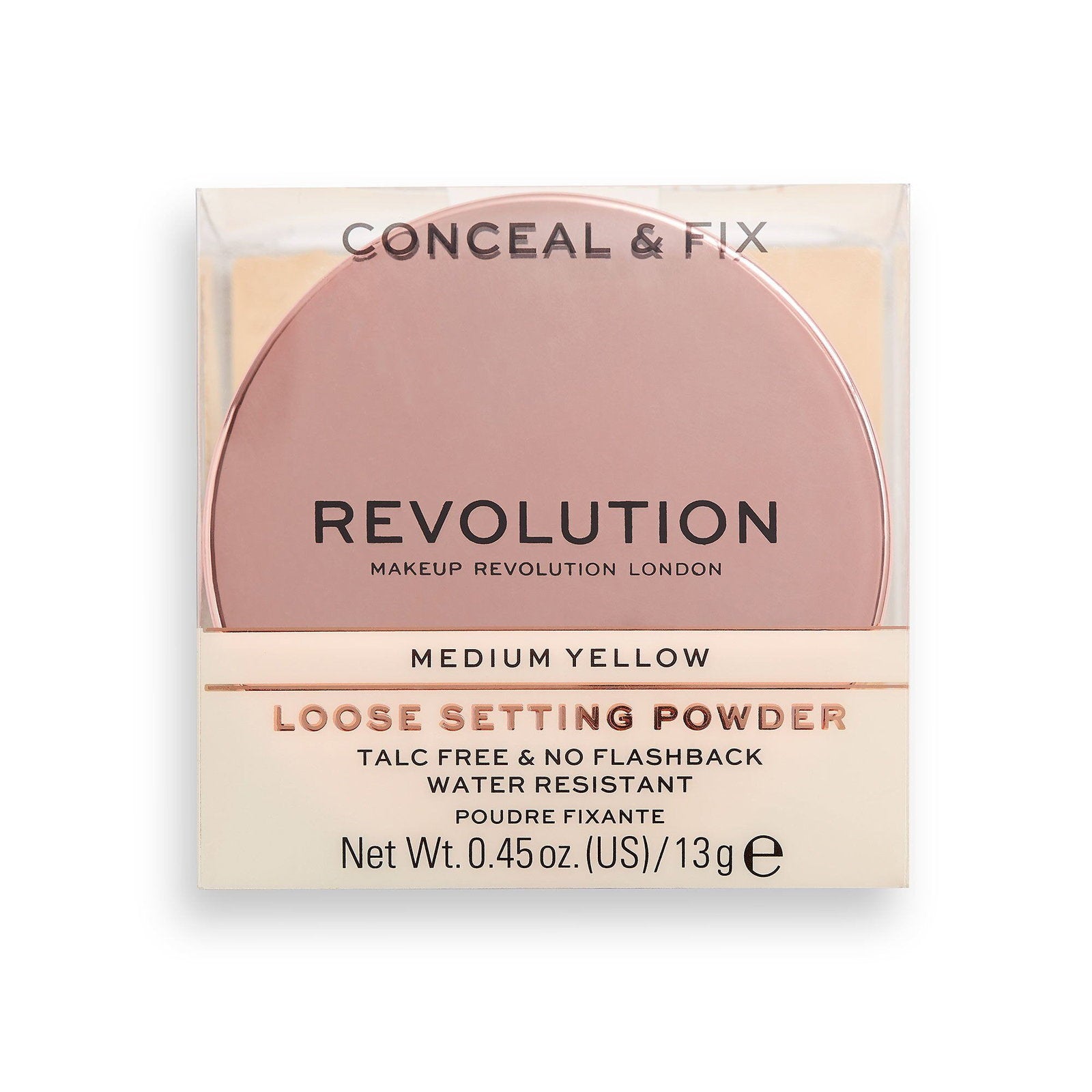 Makeup Revolution, Conceal & Fix, Vegan, Löst fixeringspuder, Mellangul, 13 g