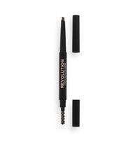 Makeup Revolution, Duo Brow Definer Pencil, Ögonbrynskräm penna & borste 2-i-1, Ljusbrun, 0.25 g