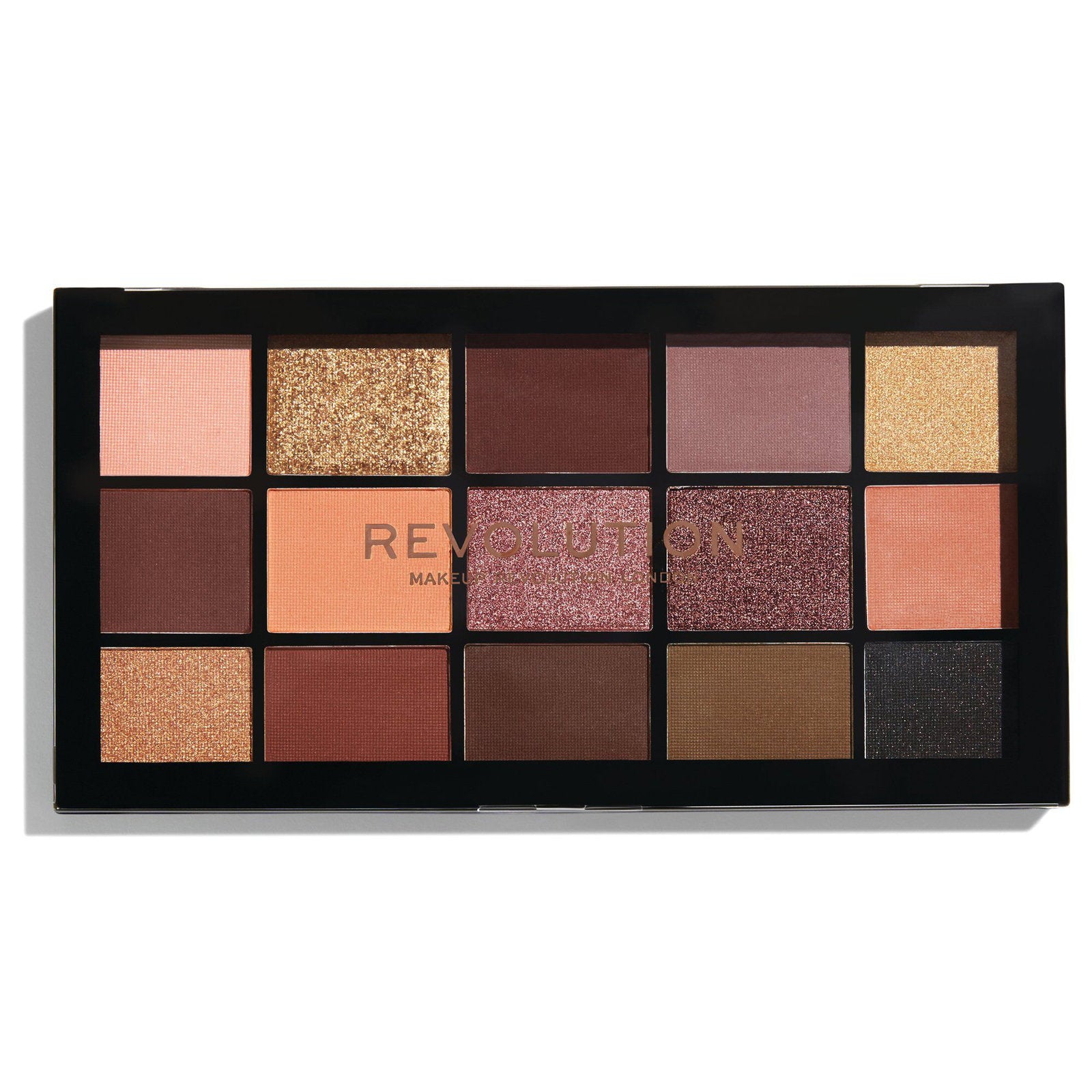 Makeup Revolution, The Reloaded, Ögonskuggspalett, Sammetsros, 15 nyanser, 16.5 g