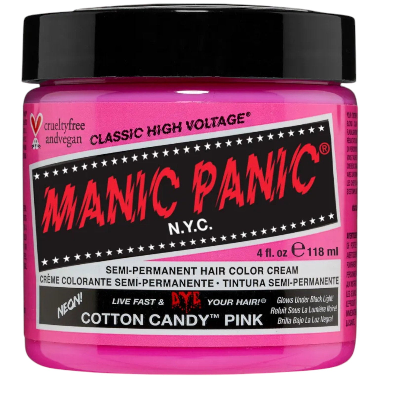 Manic Panic, Classic High Voltage Cotton Candy Pink, Semi-permanent hårfärg, 118 ml