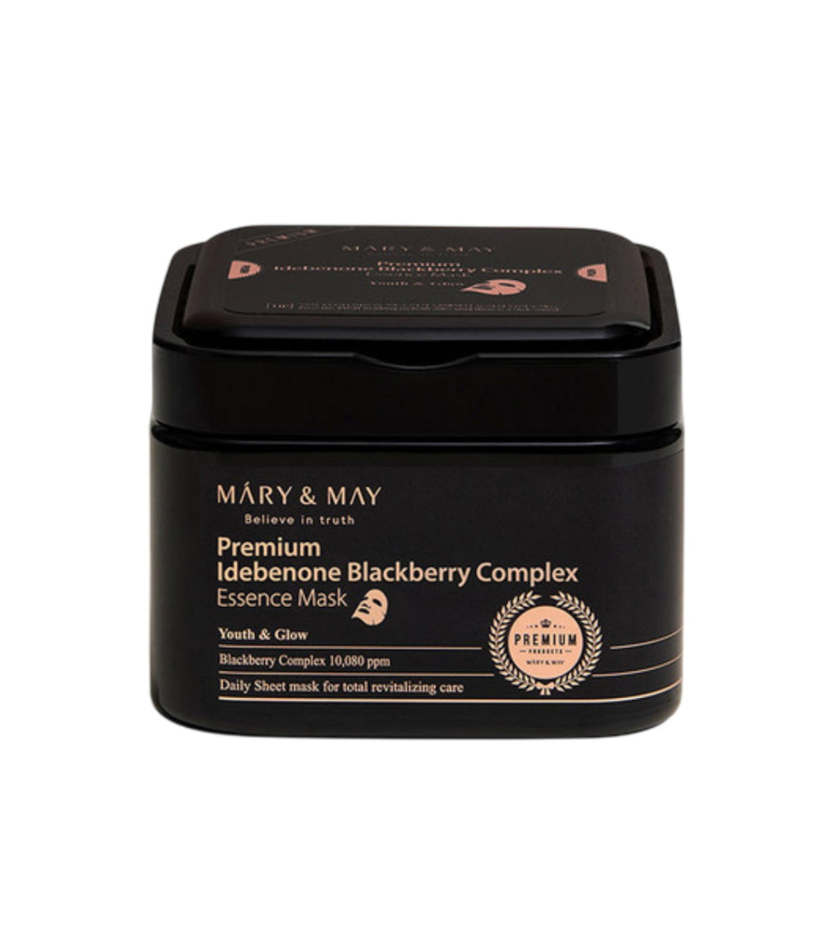Mary and May, Premium Idebenone Blackberry Complex, Lysande, Ansiktsmask, För ansiktet, 20 st
