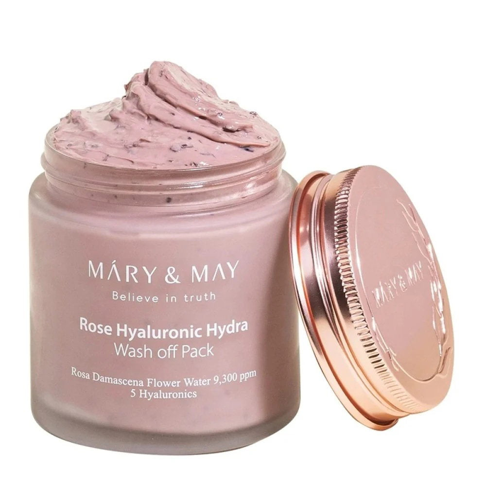 Mary and May, Rose Hyaluronic Hydra, Intensiv återfuktning, Lermask, 125 g