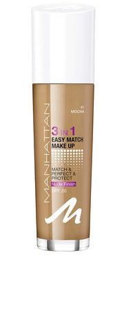 Manhattan, Easy Match 3 In 1, Flytande foundation, 41, Mocha, SPF 20, 30 ml