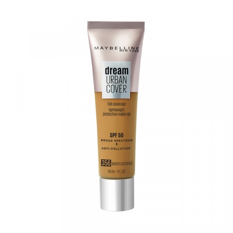 Maybelline, Dream Urban Cover, Full täckning, Krämfoundation, 356, Varm kokos, SPF 50, 30 ml