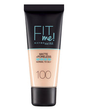 Maybelline, Fit Me Matte + Poreless, Flytande foundation, 100, Varm elfenben, 30 ml