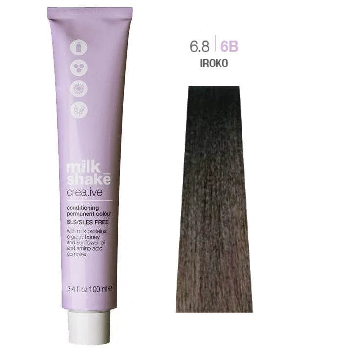 Milk Shake, Creative, Utan SLS/SLES, Permanent hårfärg, 6.86B Iroko, 100 ml