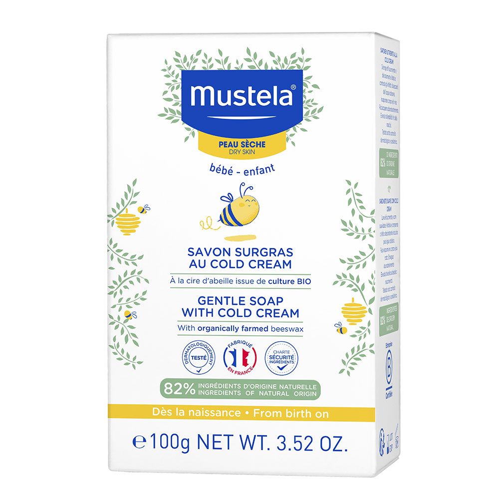 Mustela, Cold Cream, Natural Beeswax, Mild rengöring, Tvålbar, 100 g