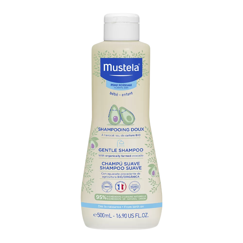 Mustela, Gentle, Avokado, Hårschampo, Mild rengöring, 500 ml