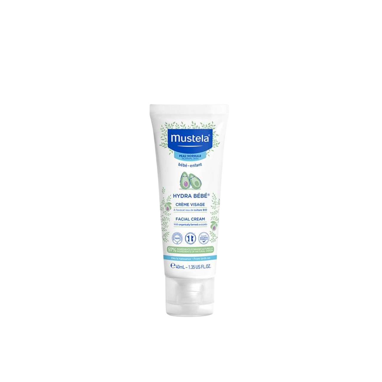Mustela, Hydra Bebe, Avokado, Återfuktande, Grädde, För ansiktet, 40 ml
