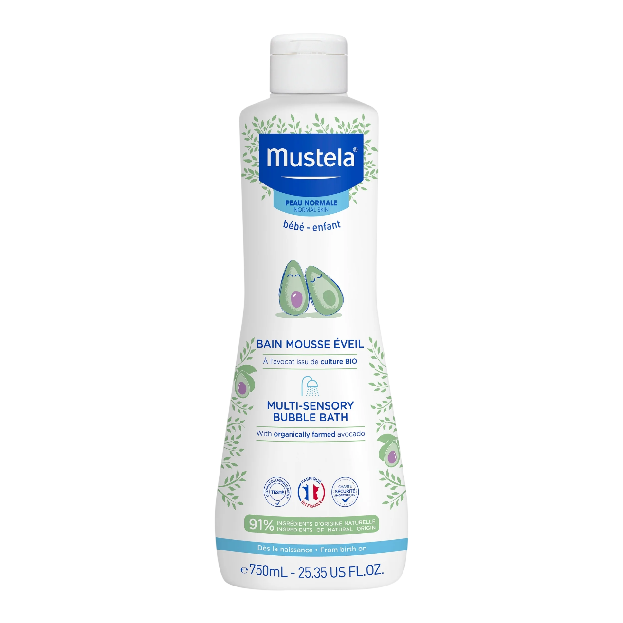Mustela, Multi-Sensory, Avokado, Rengöring, Duschmousse, 750 ml
