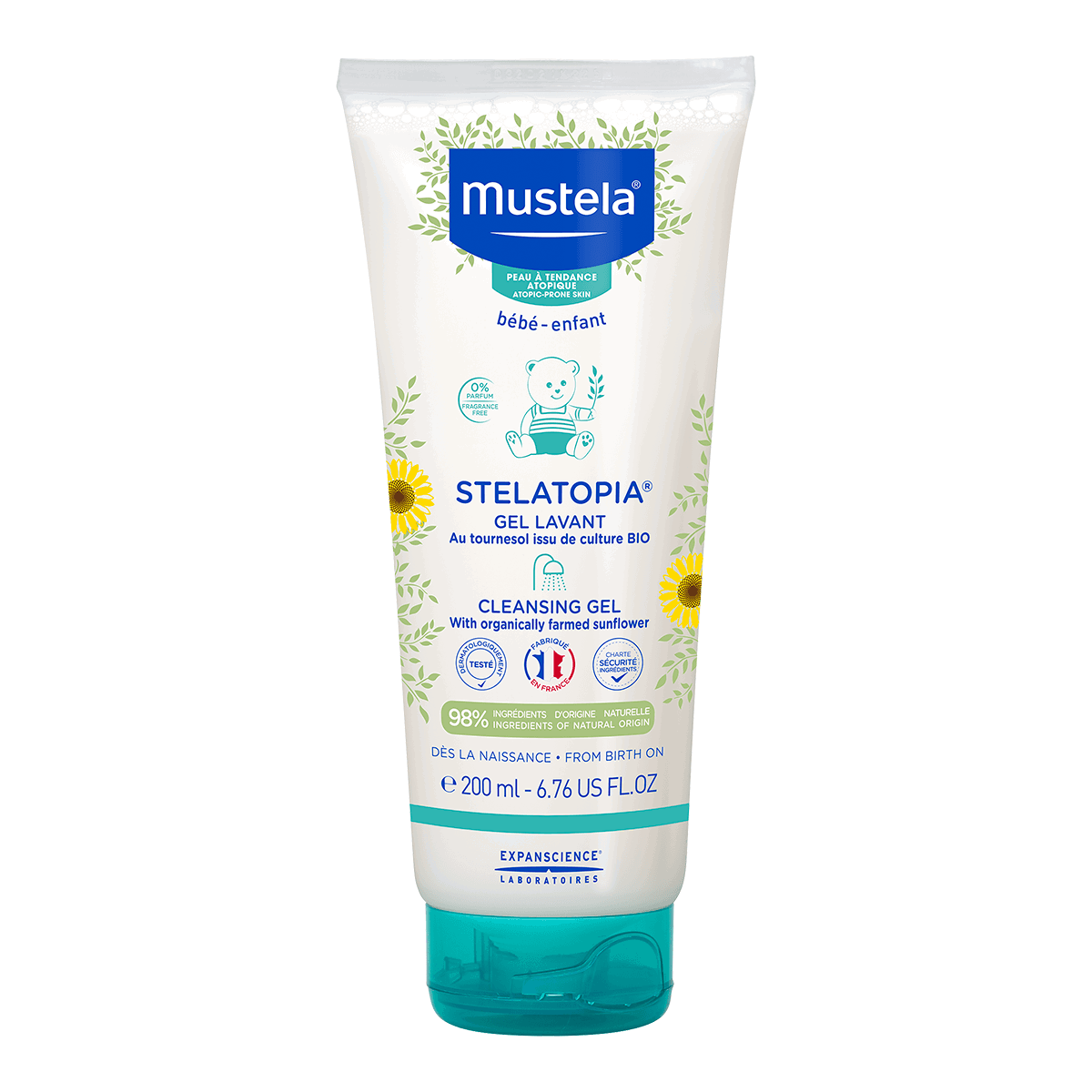 Mustela, Stelatopia, Solros, Lugnande och avkopplande, Duschgel, För mycket torr till atopisk känslig hud, 200 ml