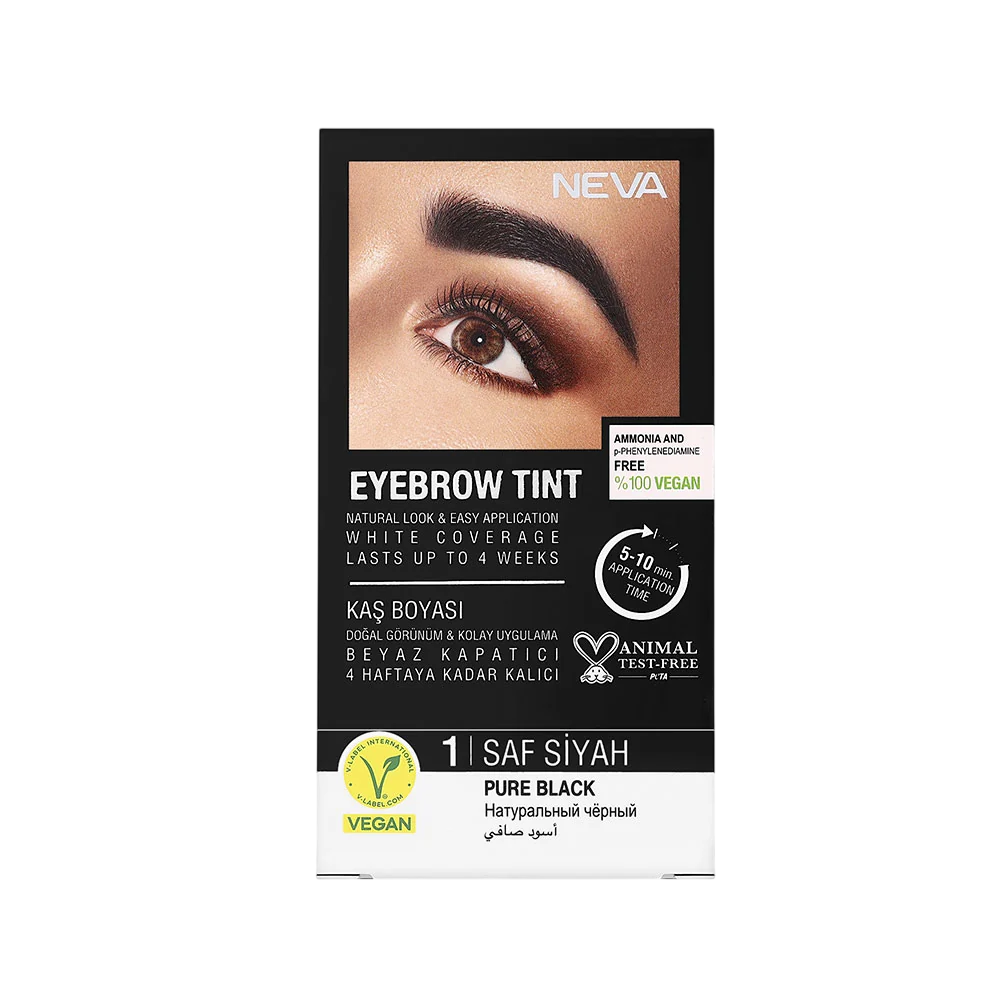 Neva, Eyebrow Tint, Vegan, Permanent hårfärg,  Pure Black, 30 ml