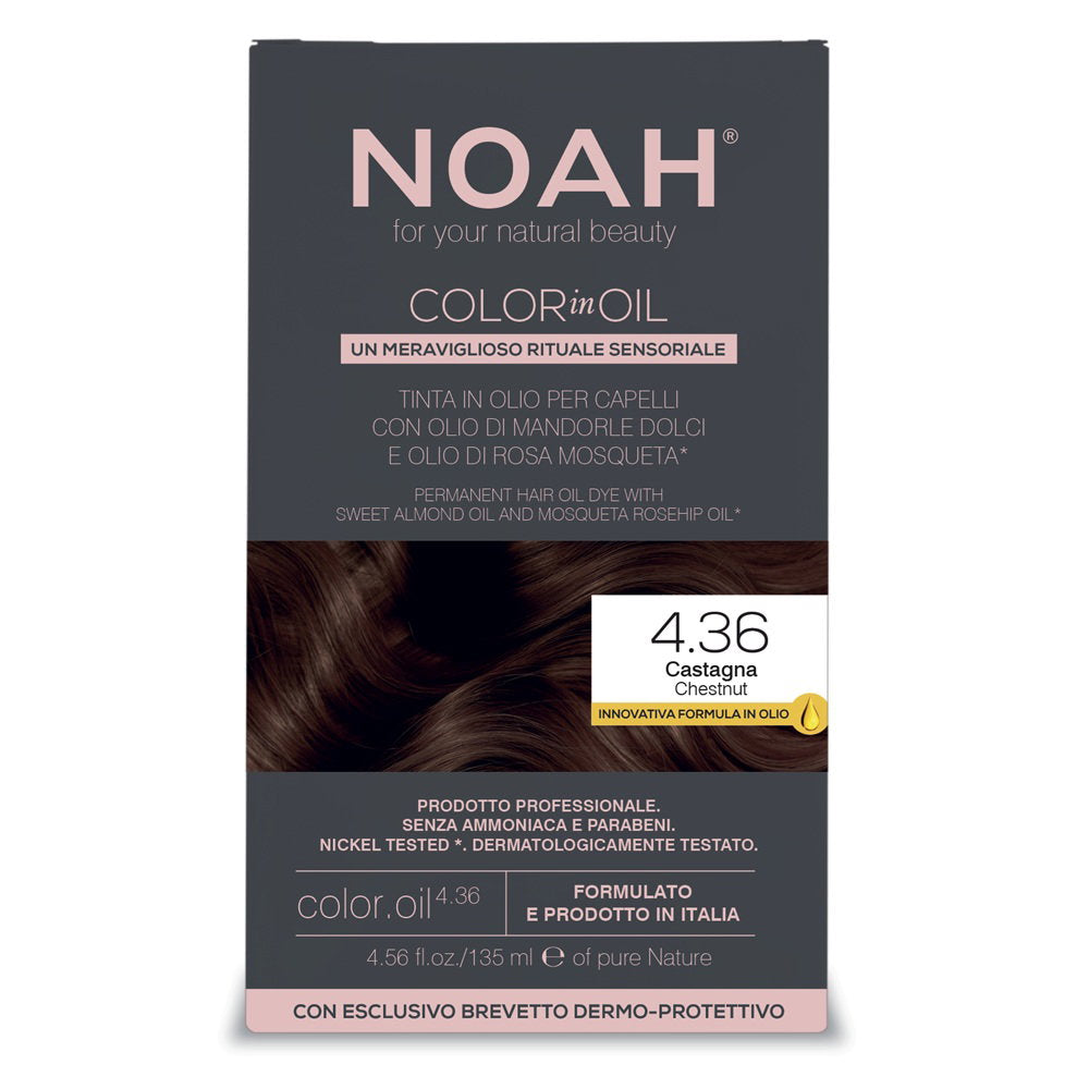 Noah, Color In Oil, Permanent hårfärgningsolja, Färgläggning, 4.36 Chestnut, 135 ml