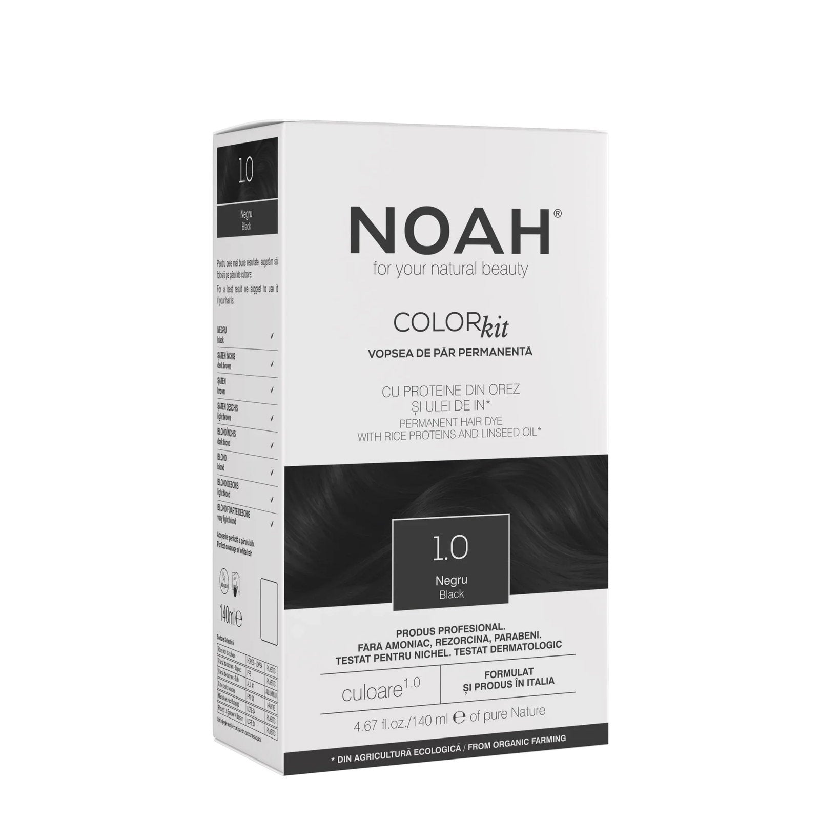 Noah, Permanent Hair Colour, Permanent hårfärg, 1.0 Black, 140 ml