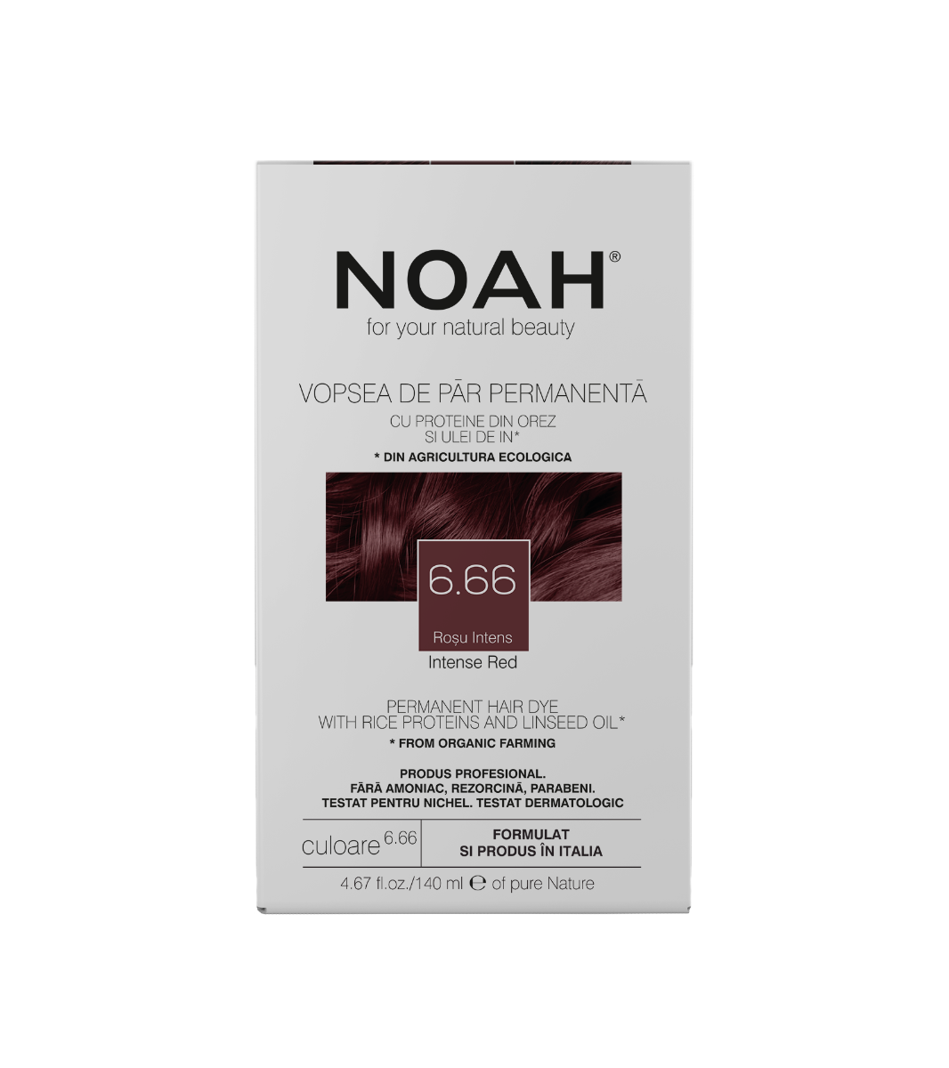 Noah, Permanent Hair Colour, Permanent hårfärg, 6.66 Intense Red, 140 ml