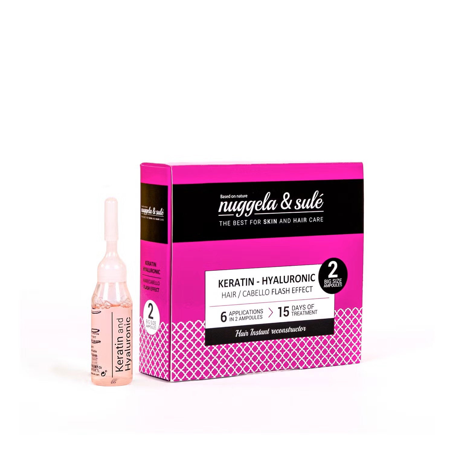 Duo Set, Nuggela & Sule, Keratin Hyaluronic, Hårbehandlingsbalsam, Reparation & Förstärkning, Skadat hår, 2 st, 10 ml