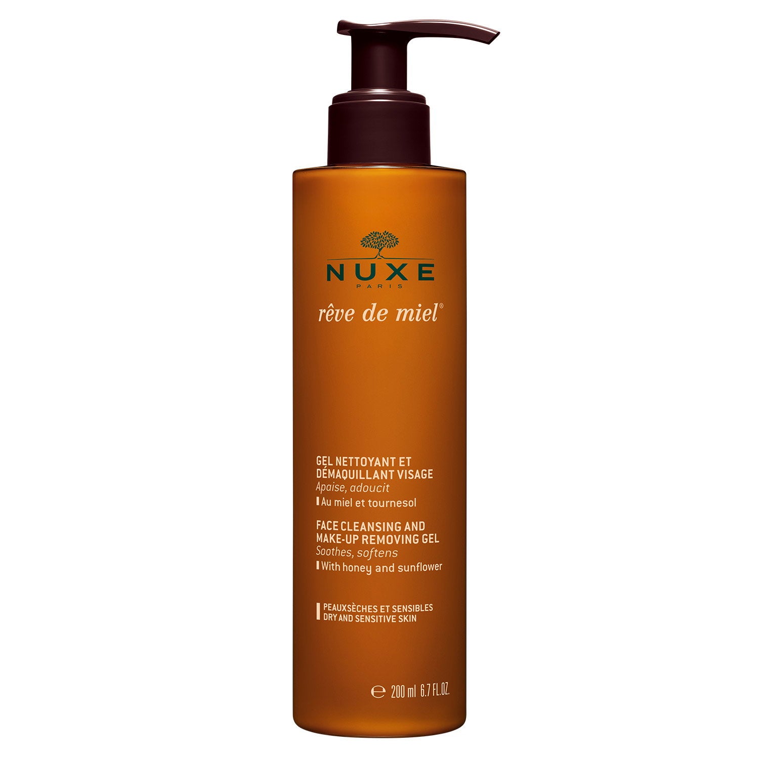 Nuxe, Reve de Miel, Rengörings- och sminkborttagningsgel 2-i-1, 200 ml