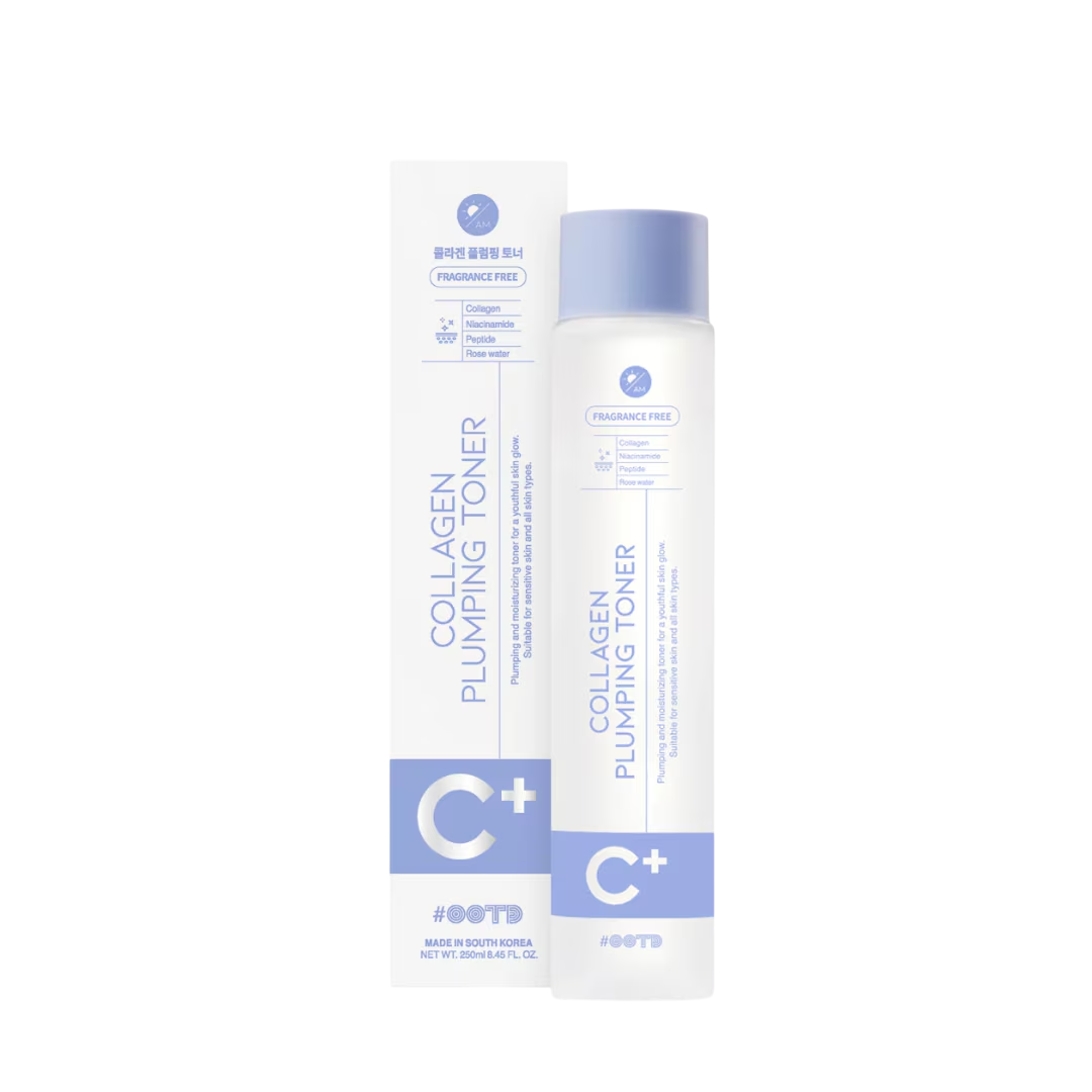 #OOTD, C+, Kollagen, Hydrating & Plumping, Rengörande toner, 250 ml