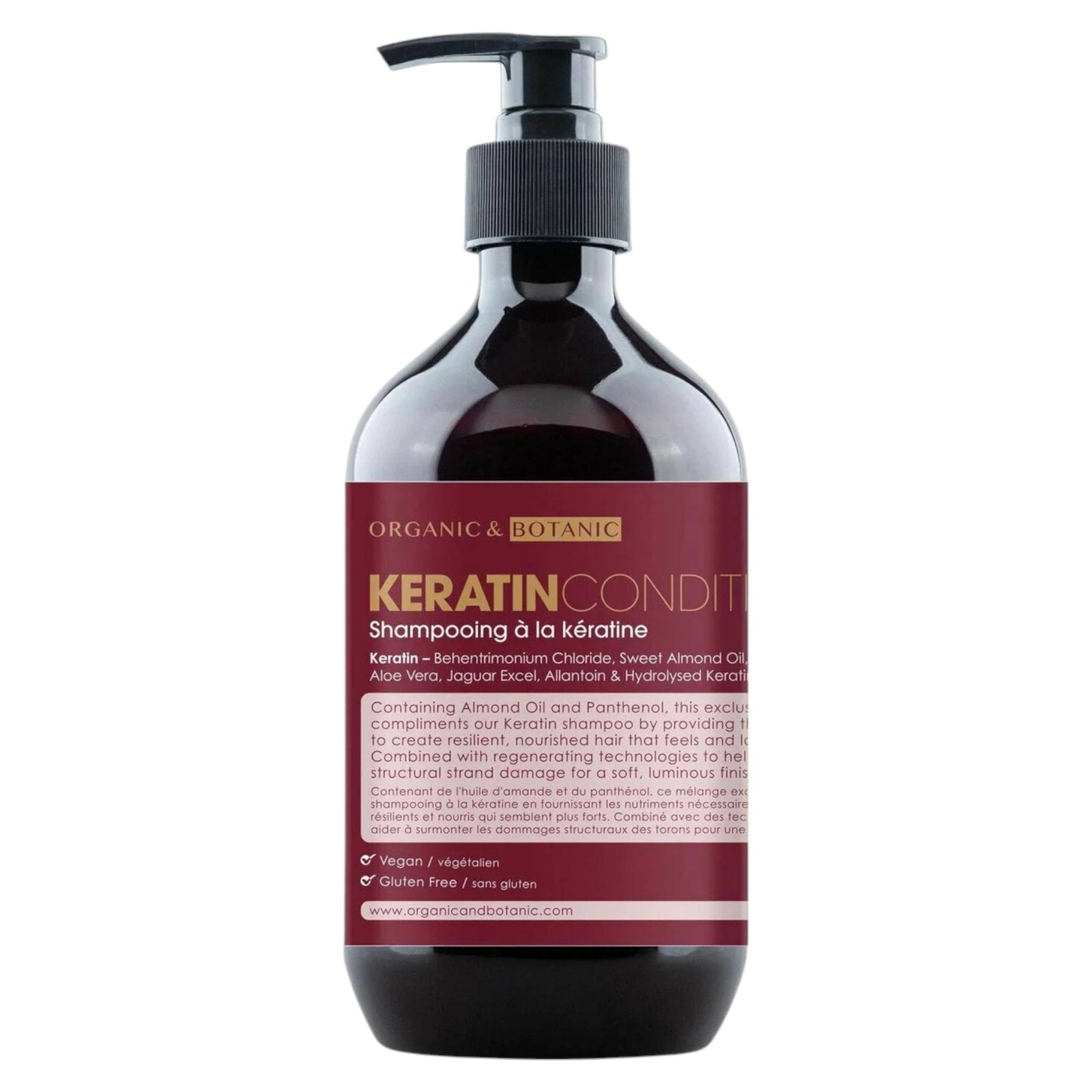 Organic & Botanic, Keratin, Hårbehandlingsbalsam, Rengöring och konditionering, Alla hårtyper, 500 ml