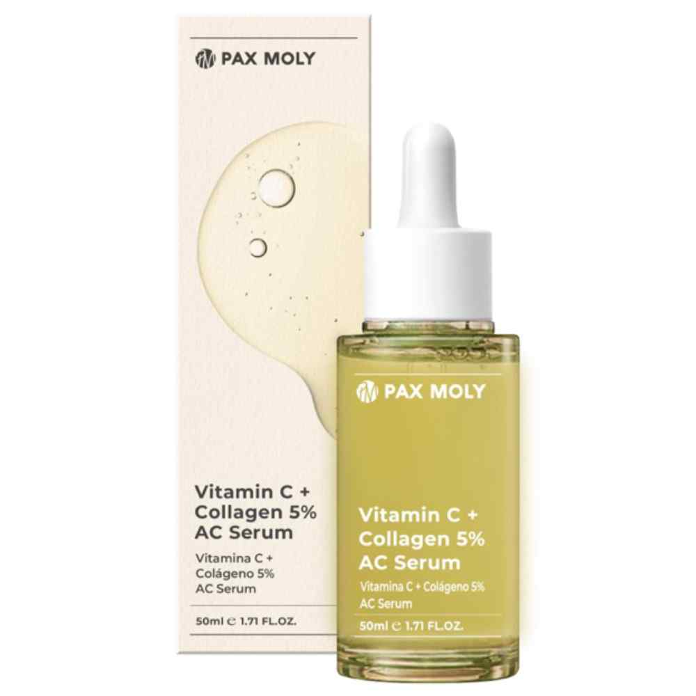 PaxMoly, Ac Serum, Vitamin C + Collagen 5%, Hydrating & Brightening, Dag & Natt, Serum, För ansiktet, 50 ml