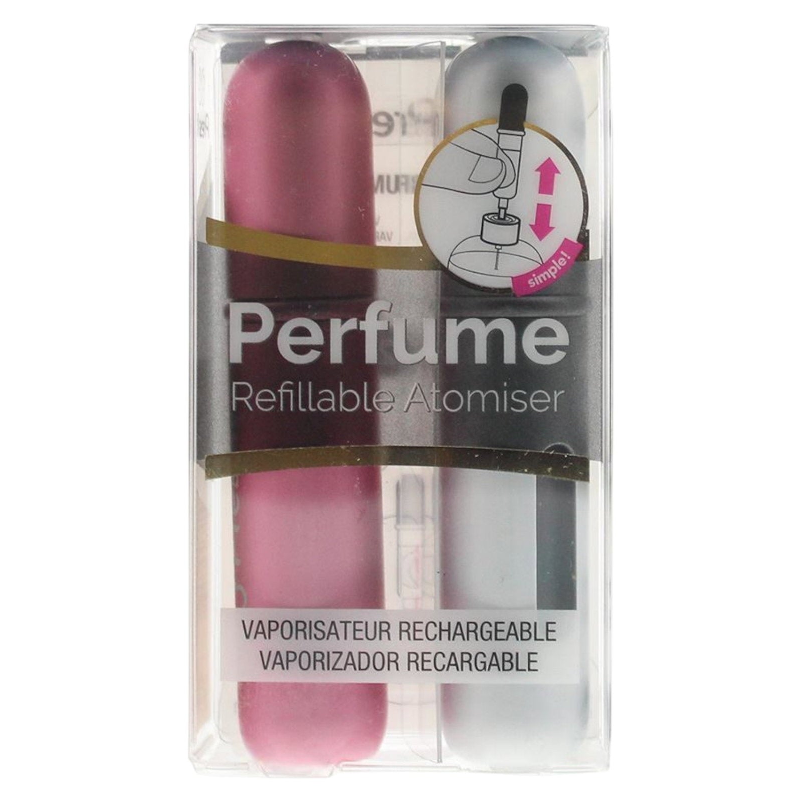 Duo Set, Pressit, Pink & Silver, Påfyllningsbar atomiserarefodral, 2 st