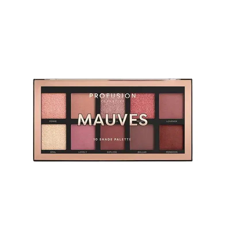 Profusion Cosmetics, Profusion, Ögonskuggspalett, Mauves, 10 nyanser, 103 g