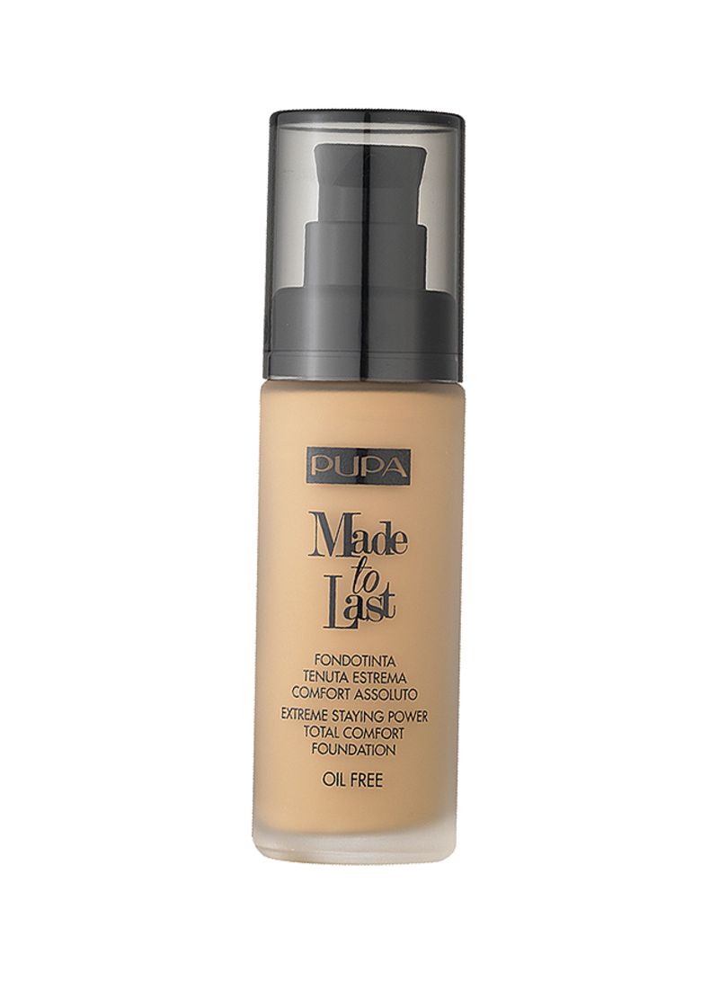 Pupa, Made To Last, Parabenfri, Hållbar, Flytande foundation, 03, Mörkt elfenben, 30 ml