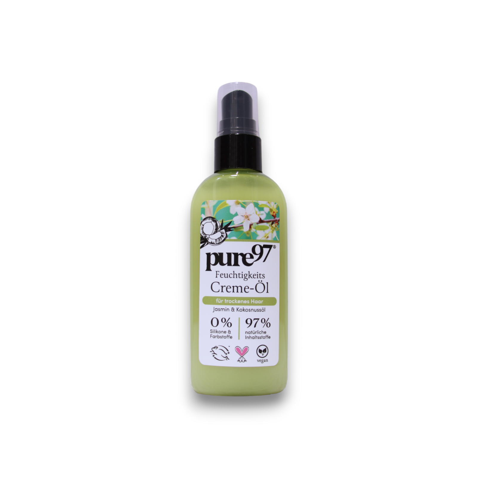 Pure97, Jasmin & Kokosnuss, Hårkräm behandling, För värmeskydd, 100 ml