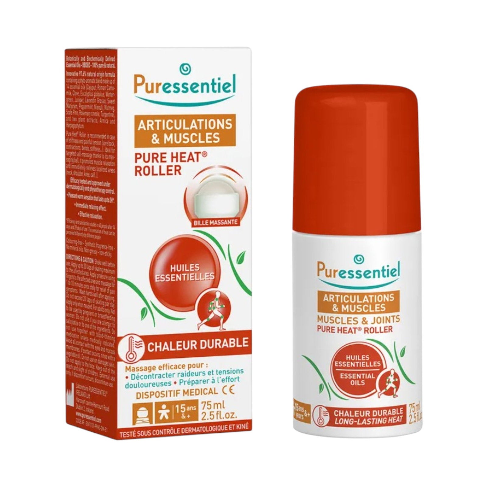 Puressentiel, Pure Heat, Eteriska oljor, Roll-on kroppsolja, För leder & muskler, 75 ml