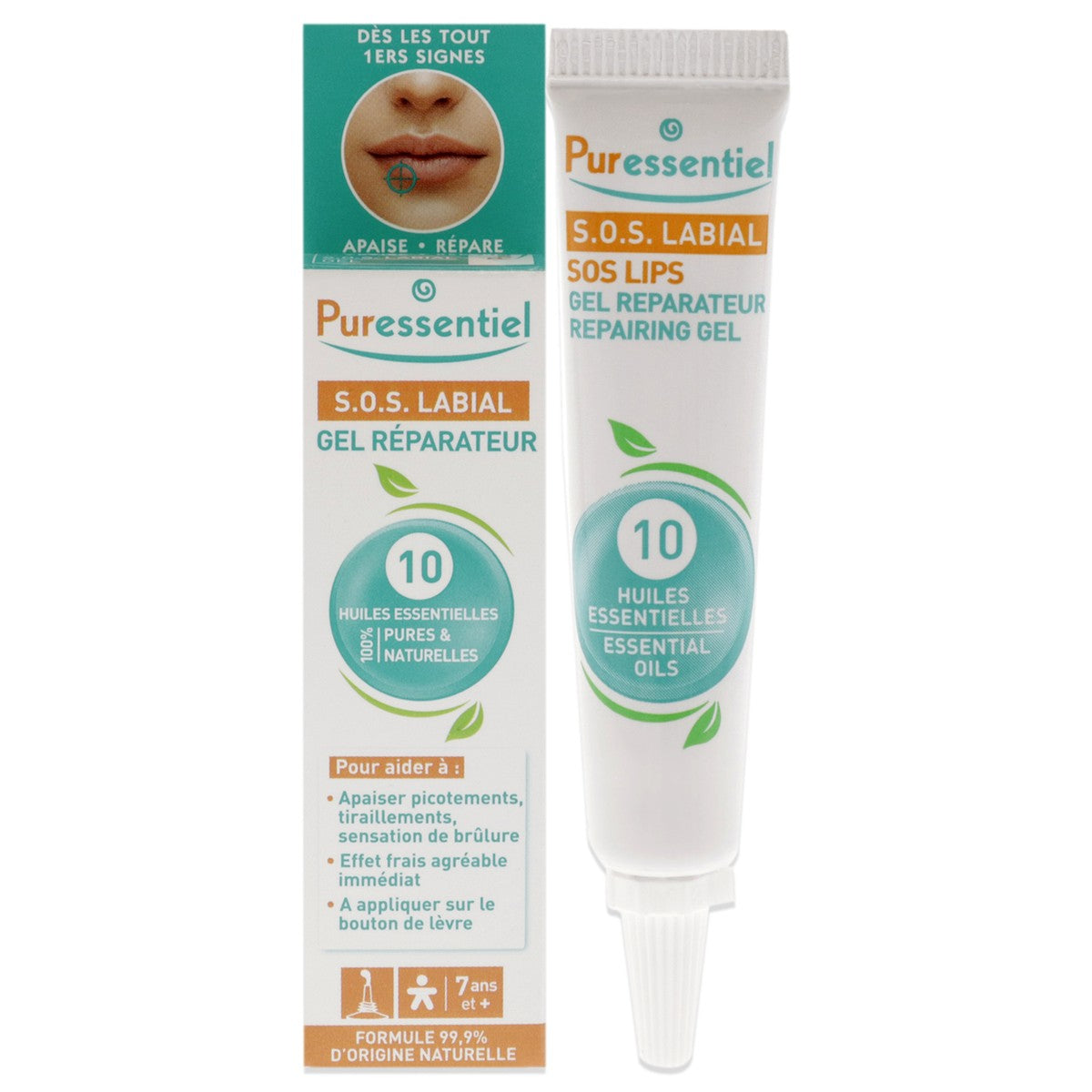 Puressentiel, S.O.S. Lip, Eteriska oljor, Reparation, Läppbalsam behandling, 5 ml
