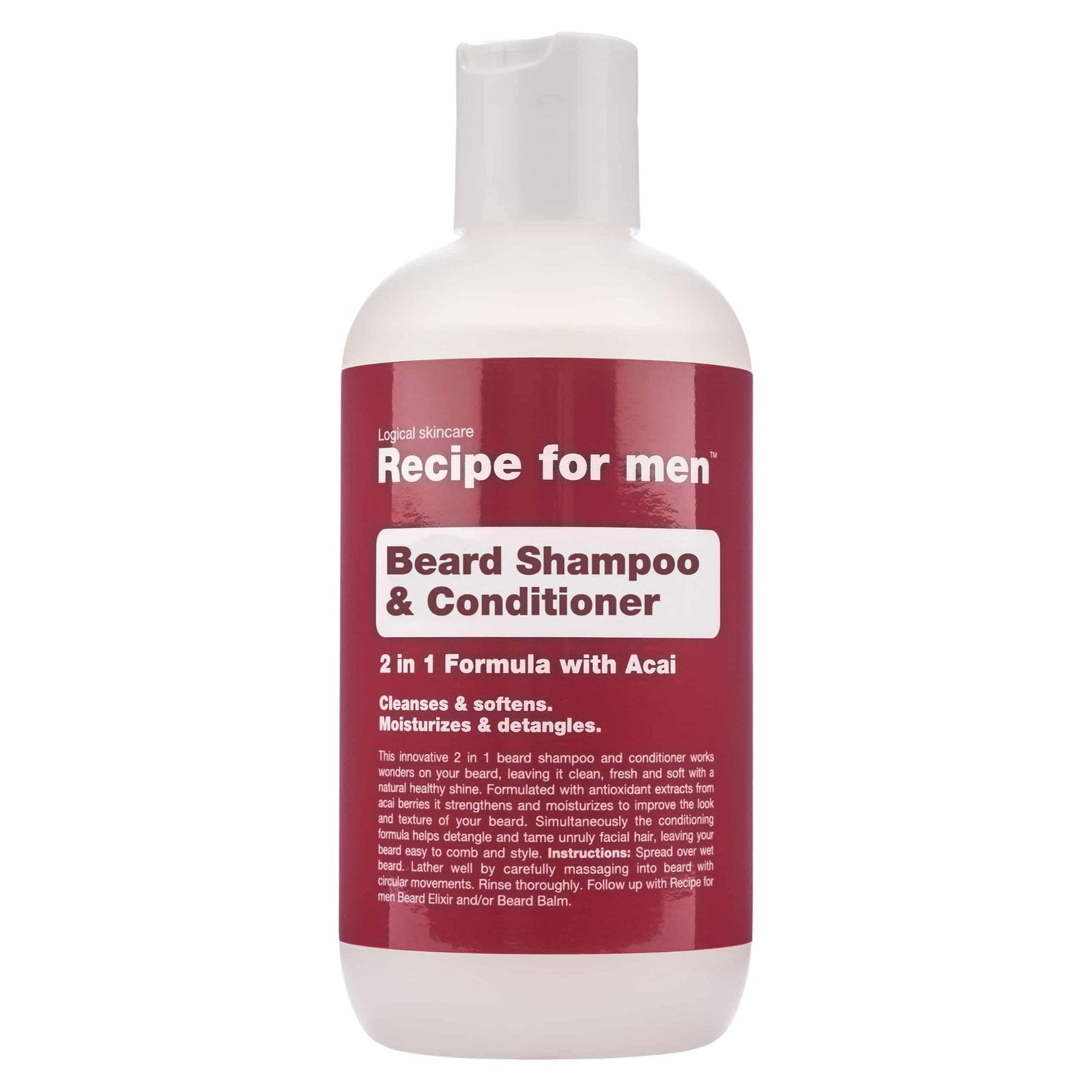 Recipe For Men, Beard Shampoo & Conditioner, Cleansing and Conditioning, Skäggschampo, Fukt, 250 ml