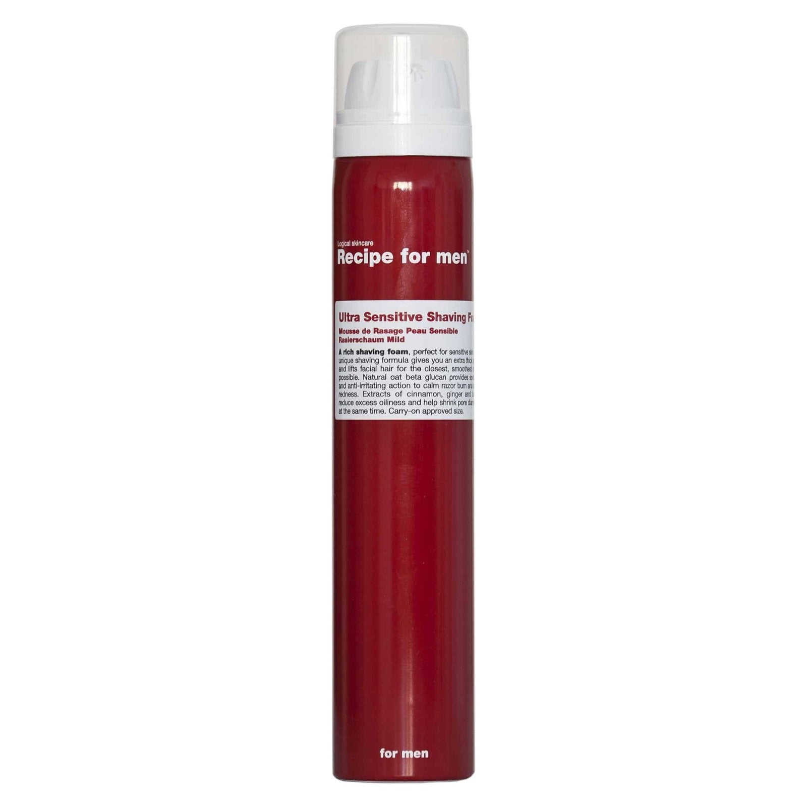 Recipe For Men, Ultra Sensitive Shaving Foam, Energigivande, Rakskum, 100 ml