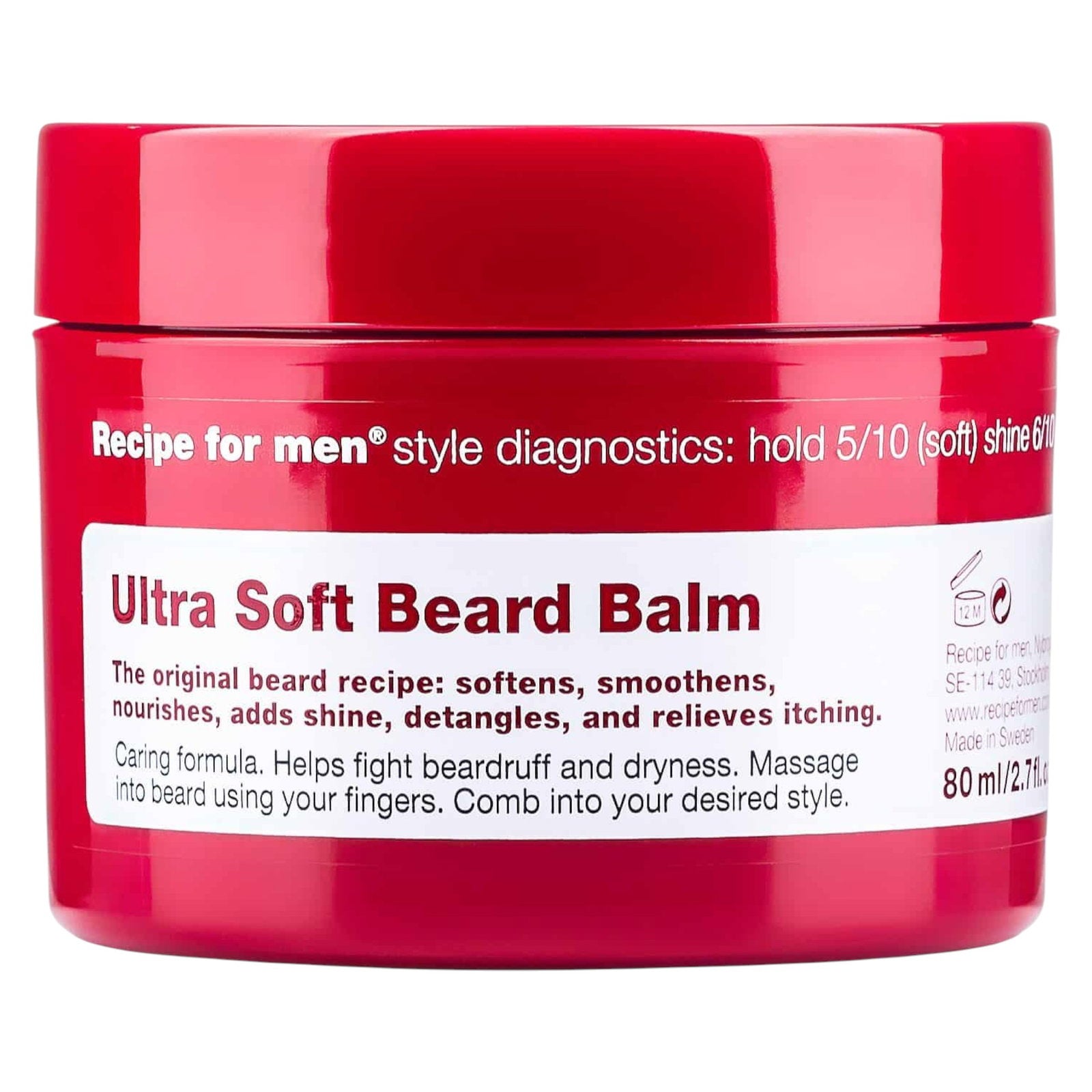 Recipe For Men, Ultra Soft Beard Balm, Skäggbalsam, Mjukgöring, 80 ml