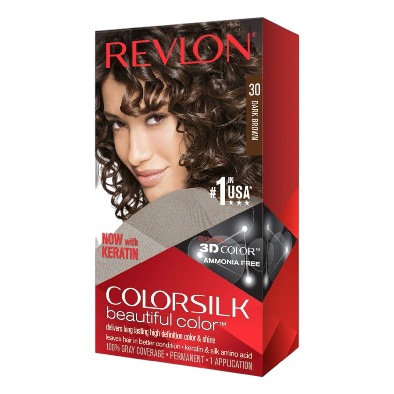 Revlon, Colorsilk, Permanent hårfärg, 30 Dark Brown, 130 ml