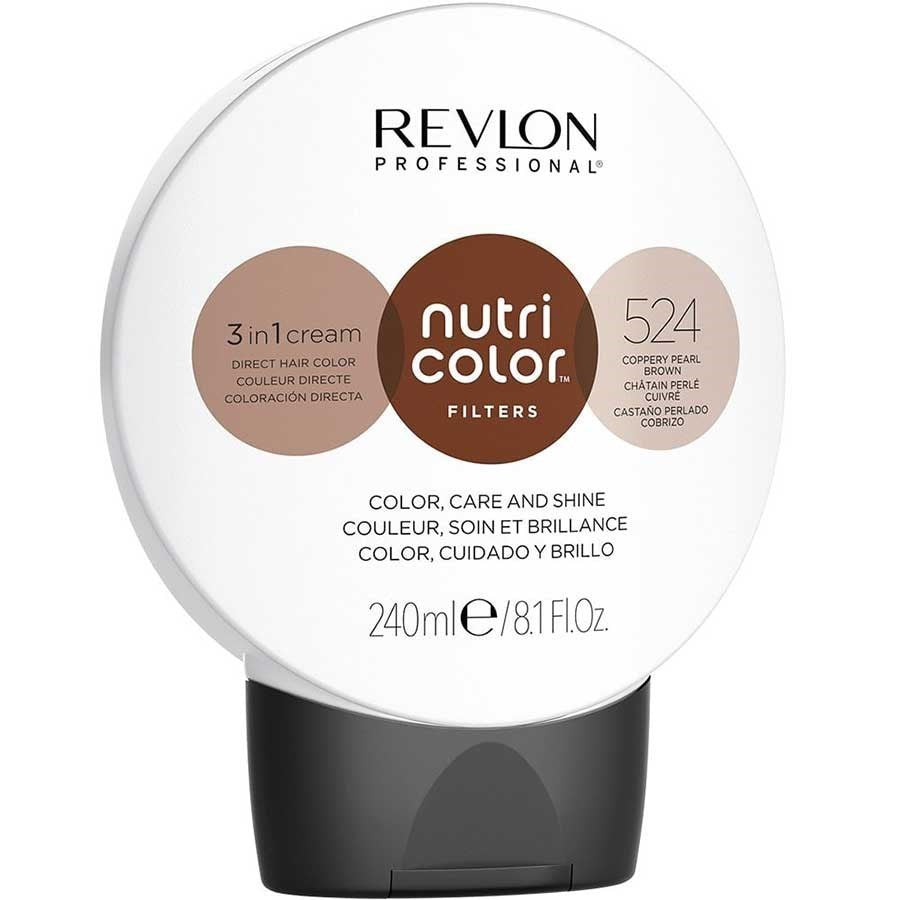 Revlon, Nutri Color Filters, Hårfärgningskräm mask, Färgförbättring, 524 Coppery Pearl Brown, 250 ml