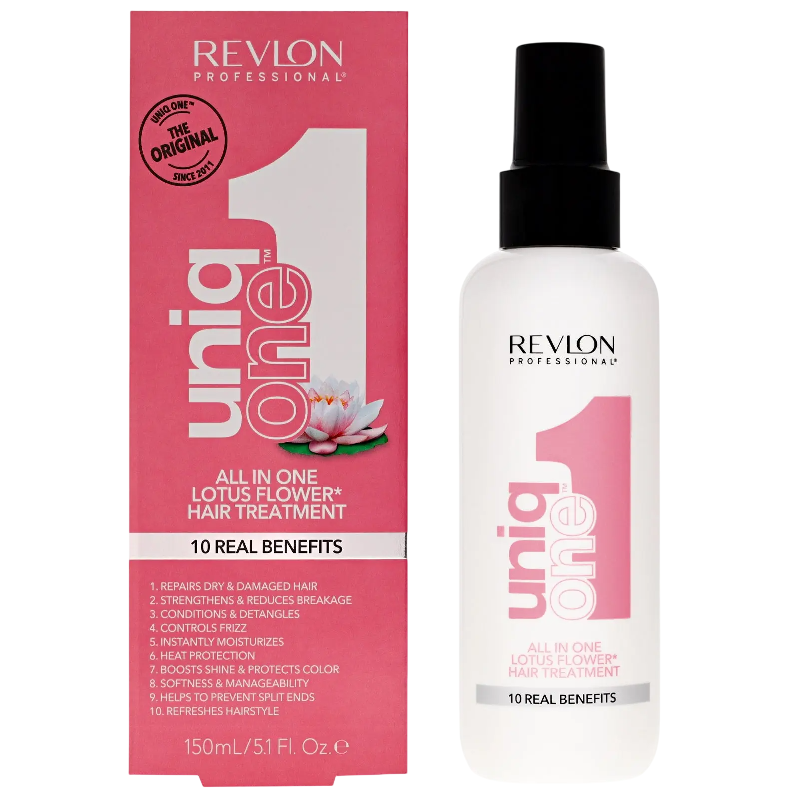 Revlon, Uniq One Lotus Flower, Leave-in krämbehandling för hår, Reparation, 150 ml