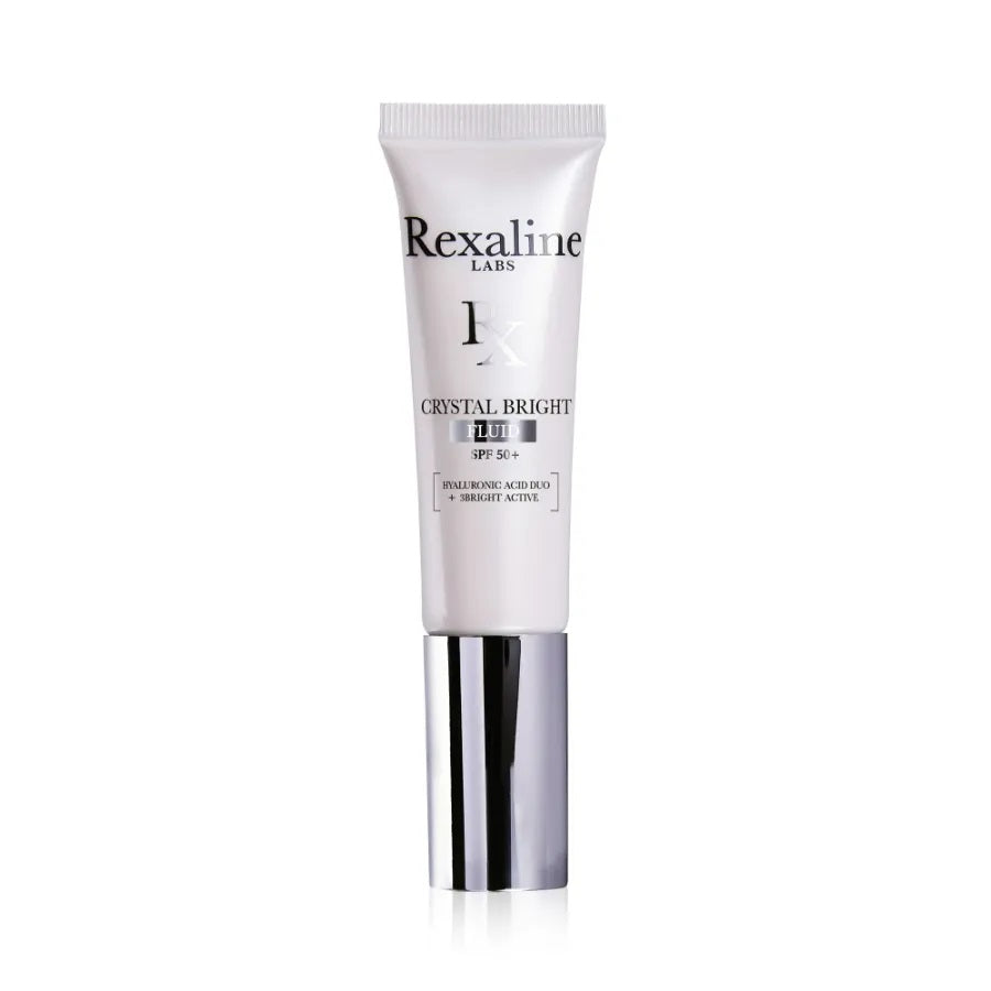 Rexaline, Crystal Bright, Hyaluronsyra + 3 ljusa aktiva ingredienser, Belyst, Vätska, För ansiktet, SPF 50+, 30 ml