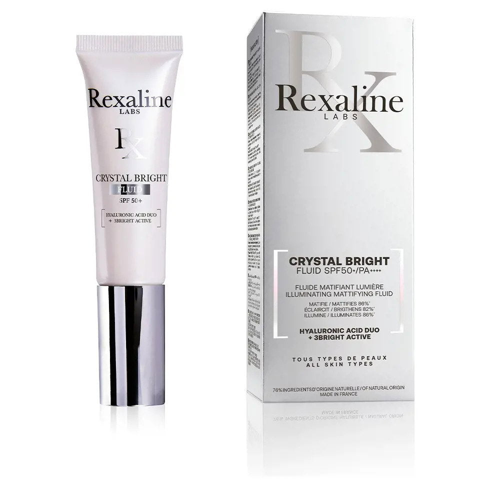 Rexaline, Crystal Bright, Hyaluronsyra + 3 ljusa aktiva ingredienser, Belyst, Vätska, För ansiktet, SPF 50+, 30 ml
