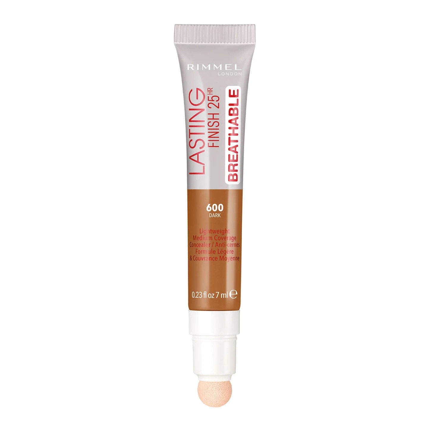 Rimmel London, Lasting Finish, Naturlig mediumtäckning, Krämig concealer, 600, Mörk, 7 ml
