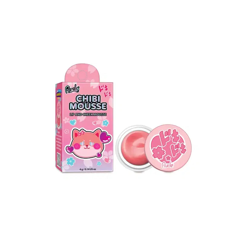 Rude Cosmetics, Chibi Mousse, Läpp- och kindbalsam 2-i-1, Flutter, 4 g