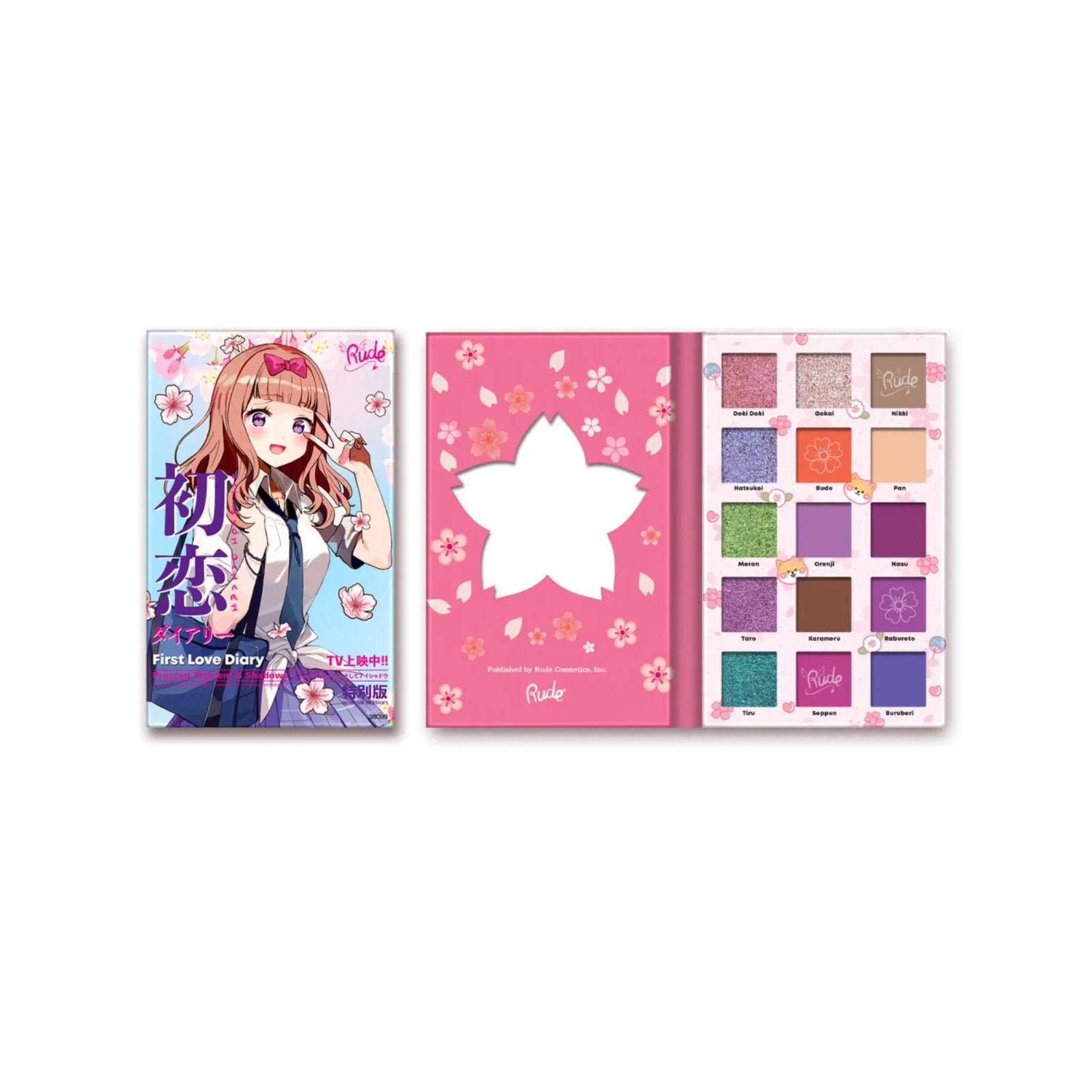 Rude Cosmetics, First Love Diary, Ögonskuggspalett, 15 nyanser