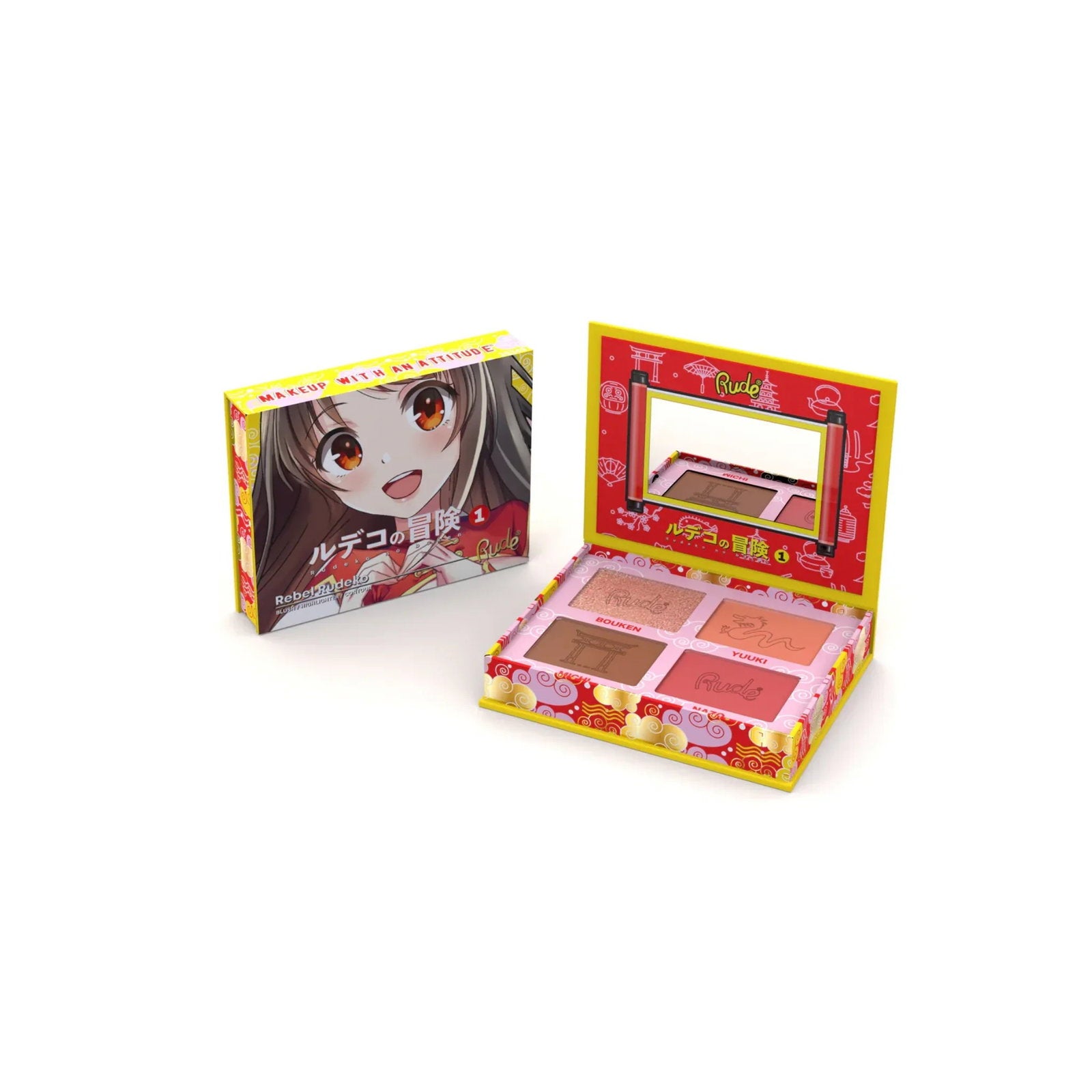 Rude Cosmetics, Rebel Rudeko, Fleranvändning, Ansiktspalett, 4 nyanser