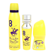 Set Beverly Hills Polo Club: 1982 - Sport 8, Eau De Parfum, för kvinnor, 50 ml + 1982 - Sport 8, Freshness, Bodyspray, 150 ml + No.8, Anti-Perspirant, Deodorant Roll-On, för kvinnor, 50 ml