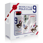 Set Beverly Hills Polo Club: 1982 - Sport 9, Eau De Toilette, För män, 50 ml + 1982 - Sport 9, Anti-Perspirant, Deodorant Spray, För män, 175 ml + 1982 - Sport 9, Anti-Perspirant, Deodorant Roll-On, För män, 50 ml